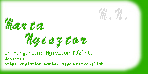 marta nyisztor business card